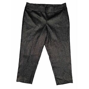 Rachel Zoe Houndstooth Metallic‎ Tapered Pants Womens 3X Black Gold Excellent